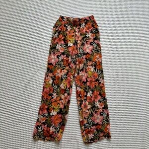 Billabong Women’s Float On By Wide Leg Tropical Hawaiian Floral Print Pants - S
